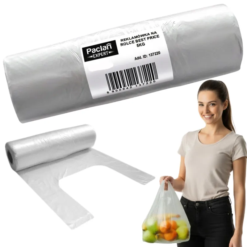 Reklamówki Jednorazowe Mocne Zrywki torby siatki foliowe 5kg 120szt Paclan