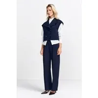 Rich & Royal Boucle Waistcoat Oversized Midnight Blue Maat: 34 | Gilets Outlet | Dames | Blauw