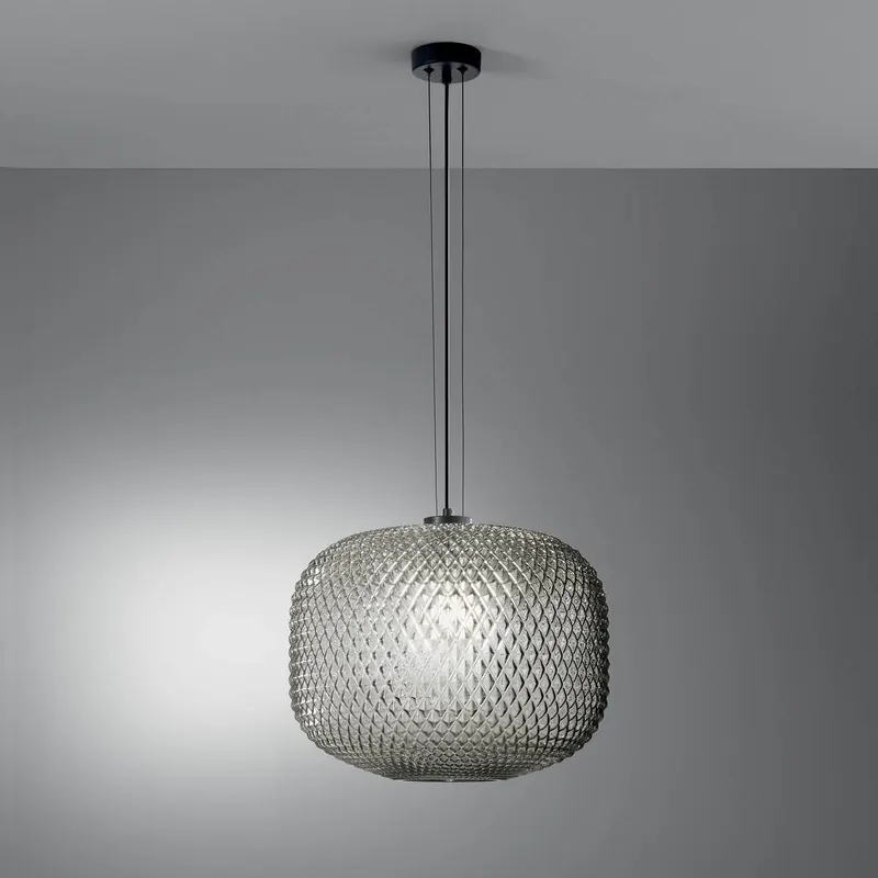 Żyrandol Ashford, kolor dymnoszary, średnica 40 cm, szkło