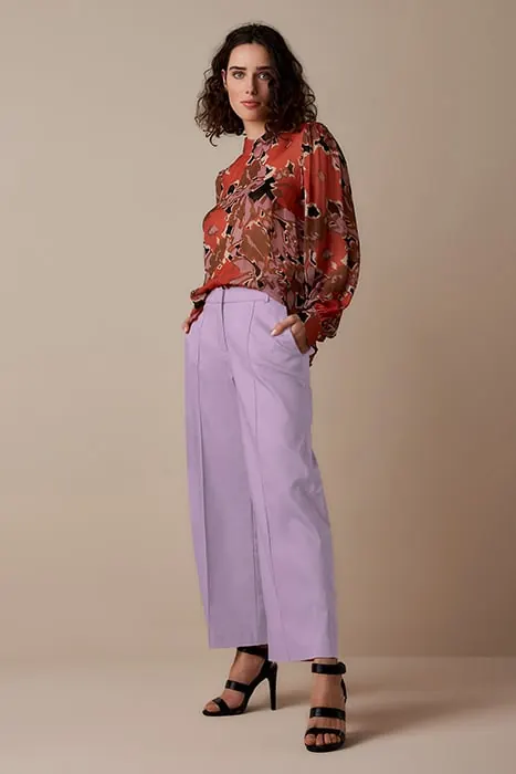 Summum Woman Trousers Wide Leg Classic Stretch Soft Orchid Maat: 36 | Wijde Broeken Outlet | Dames
