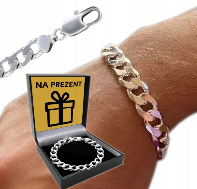 Bransoletka Gruba Srebrna Męska Srebro pr 925 Bransoleta 15mm/21cm Pancerka
