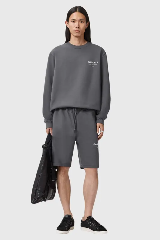 AllSaints Undrgrnd Sweatshort Dark Steel Blue Maat: L | Sport Shorts Outlet | Heren | Grijs