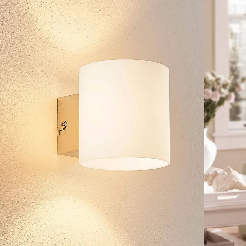 Lampa ścienna Lindby Gerrit, biały, szkło, wysokość 10 cm, góra/dół, G9