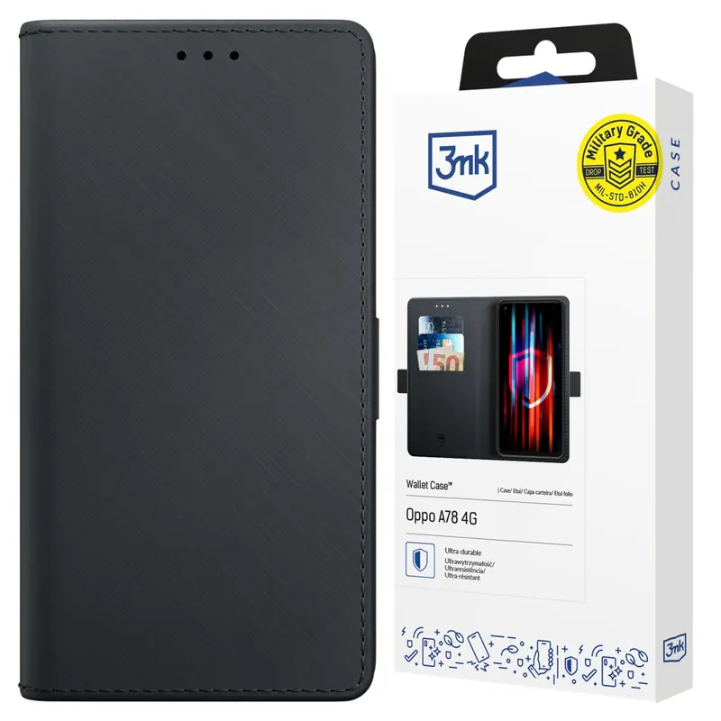 3MK Etui Wallet Case Do OPPo A78 4G Z Wykonaniem Z Wysokiej Jakości Skóry