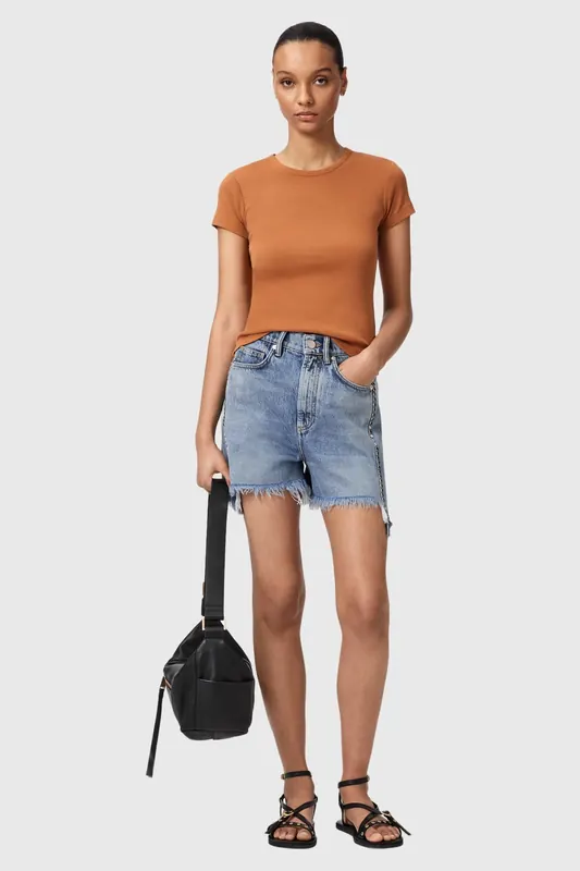 AllSaints Stevie Tee Pecan Brown Maat: S | Tops Outlet | Dames | Bruin