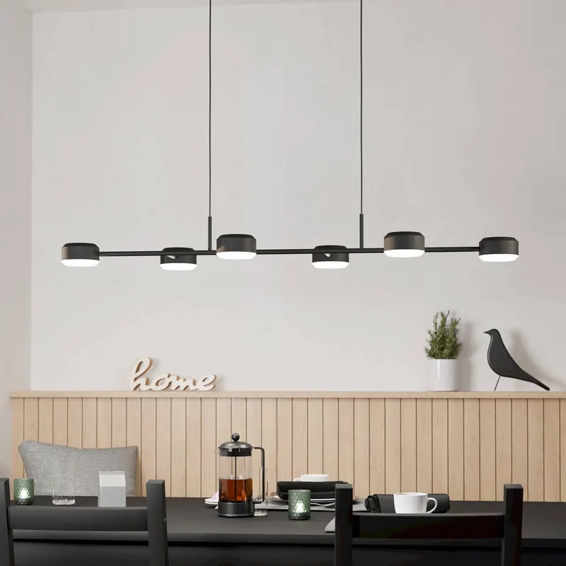 Lampa wisząca LED Clavellina, czarna, 6-punktowa