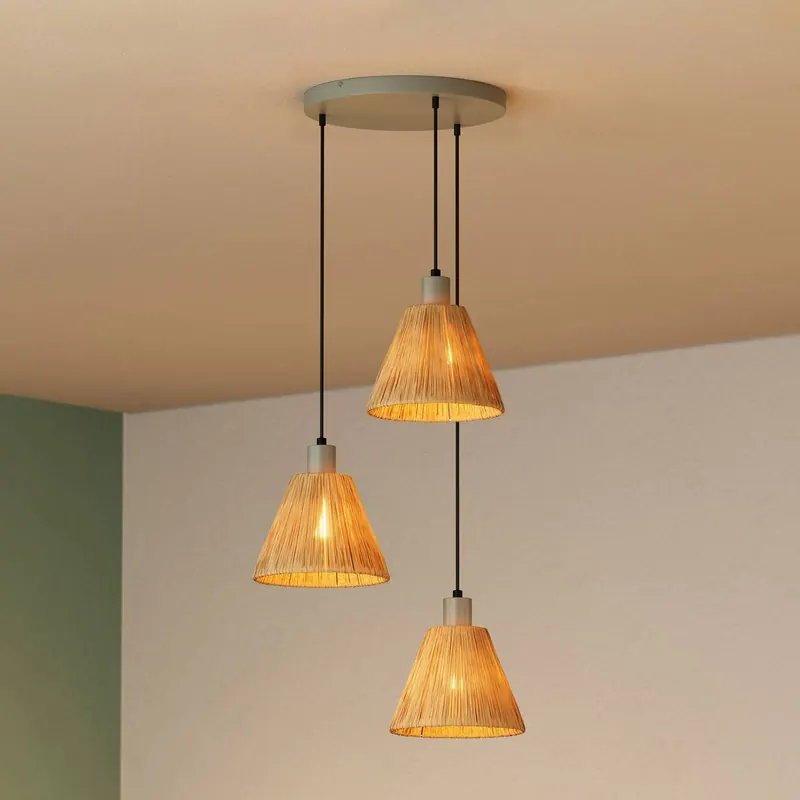 Żyrandol OSRAM Decor Raffia, 3-punktowa okrągła, rafia, naturalna
