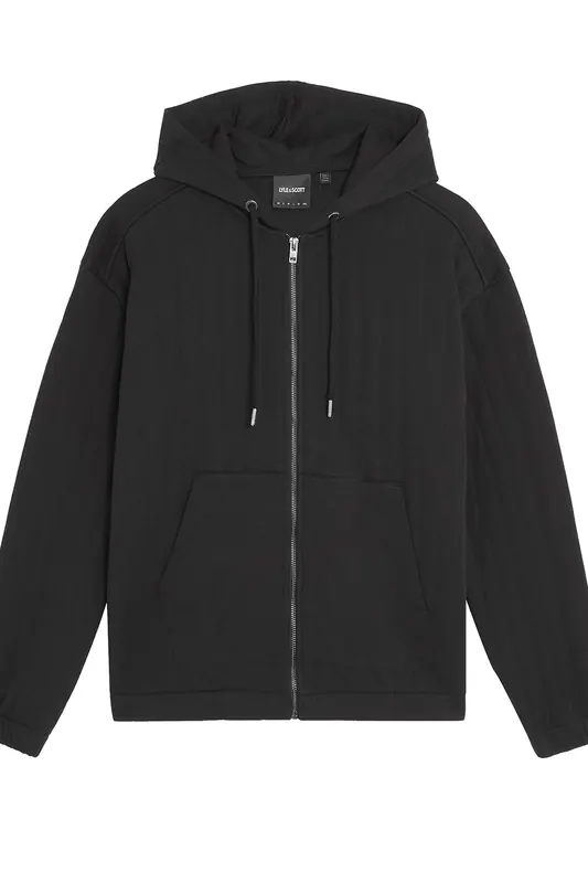 Lyle & Scott Quilted Zip Through Hoodie Jet Black Maat: S | Hoodies Outlet | Heren | Zwart