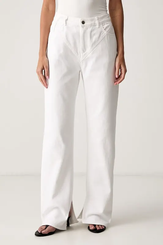 Le Privé jeansy straight damskie DEMI JEANS BLANC