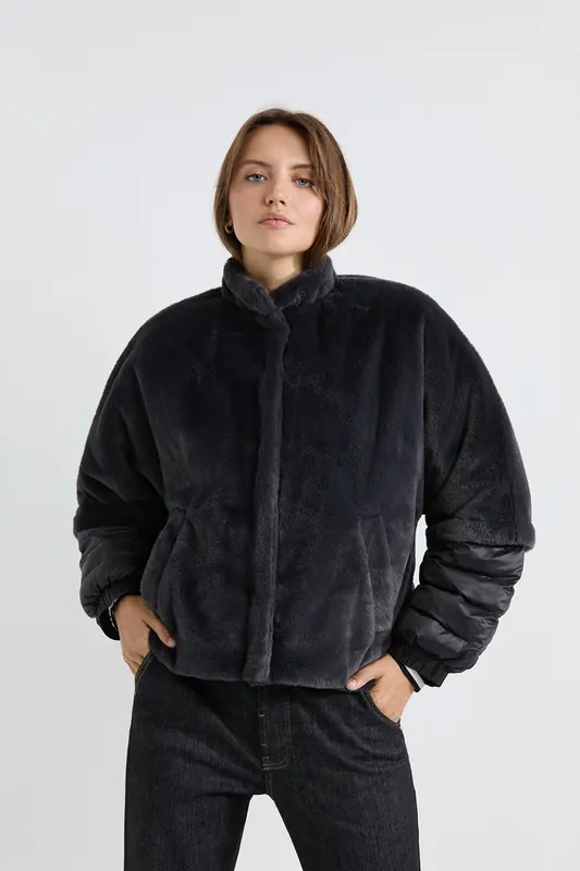 Josephine & Co Adriana Jacket Anthracite Maat: 36 | Faux-Fur Jassen Outlet | Dames | Grijs