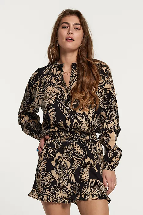 Shiwi Ladies Plymouth Blouse Artsy Leaves Black Maat: L | Blouses Outlet | Dames | Zwart