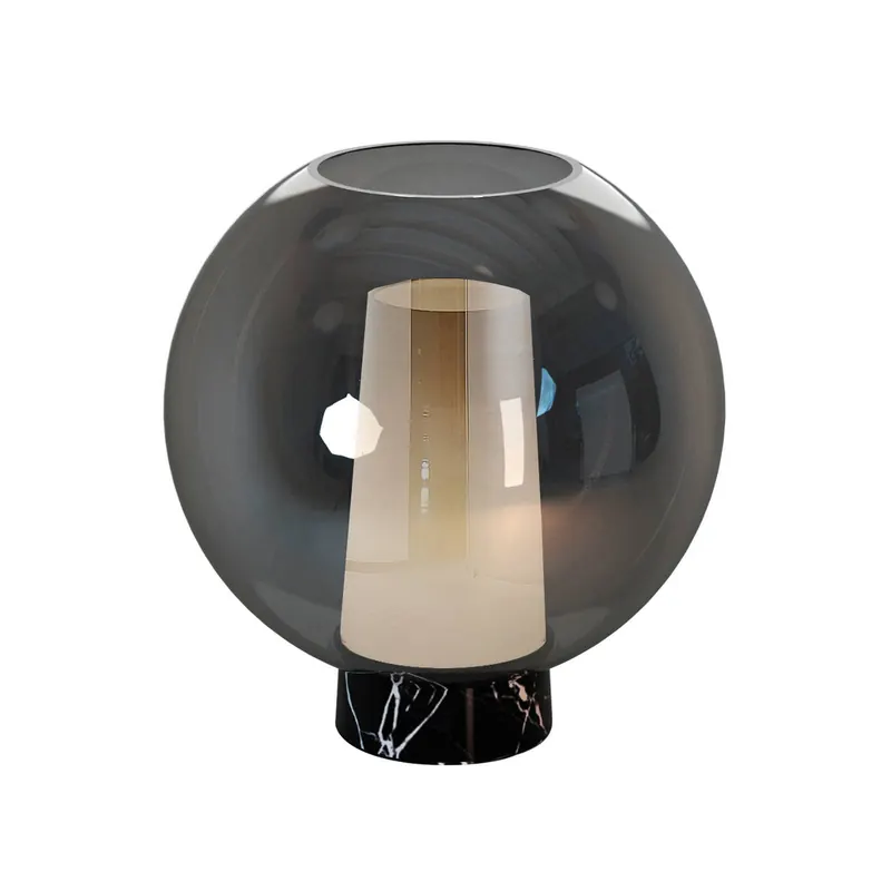Lampa stołowa Nora, czarny-chrom, wysokość 26 cm, szkło, metal