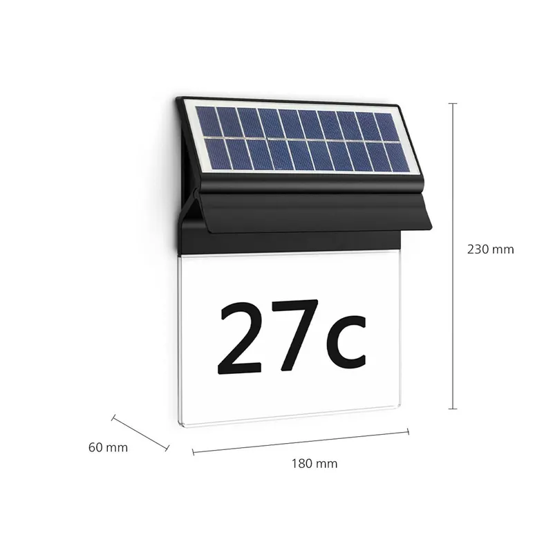 Kinkiet solarny LED firmy Philips z numerem domu „Enkara”