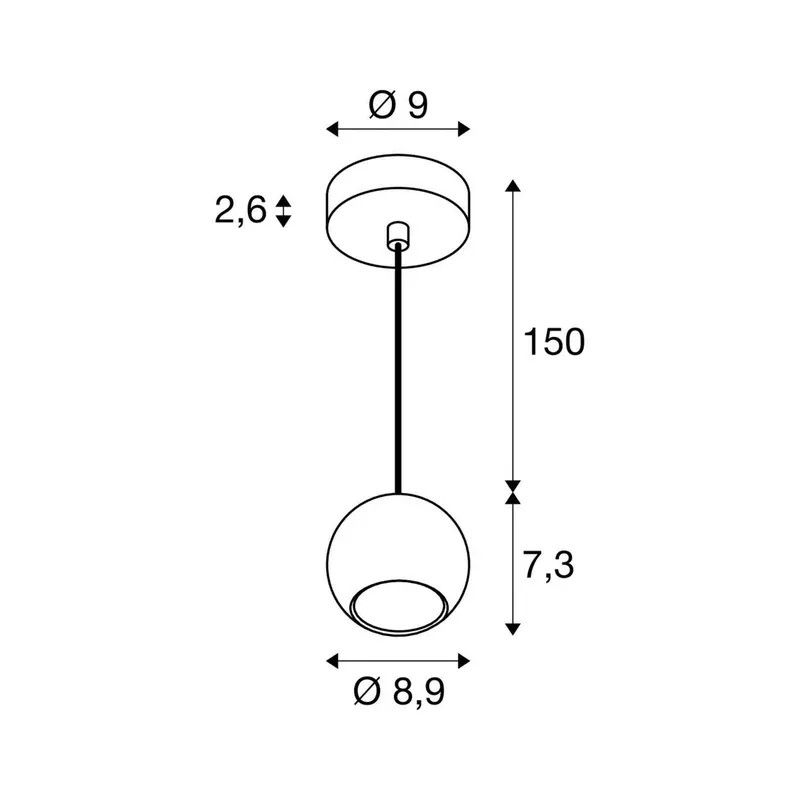SLV lampa wisząca Light Eye 90, czarna, Ø 9 cm, metal