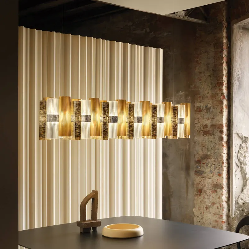 Żyrandol LED Slamp La Lollo, złota, 140 cm