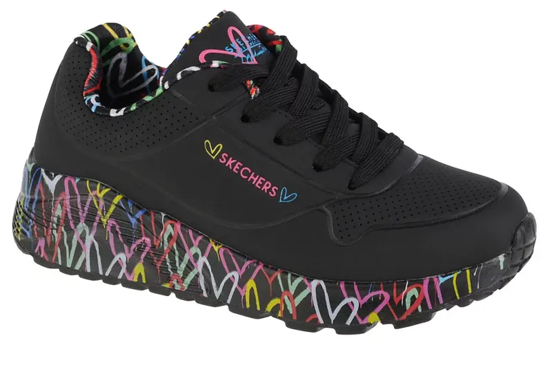 Skechers Uno Lite 314976L-BKMT, Dla dziewczynki, Czarne, buty sneakers, skóra syntetyczna, rozmiar: 35
