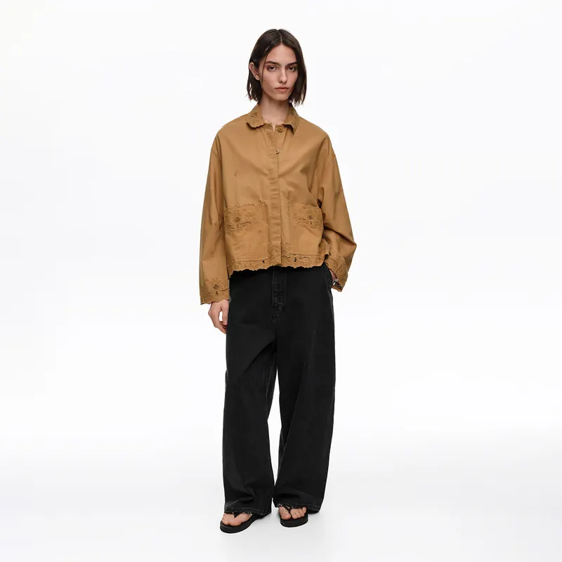 Marynarka prosta hafty camel