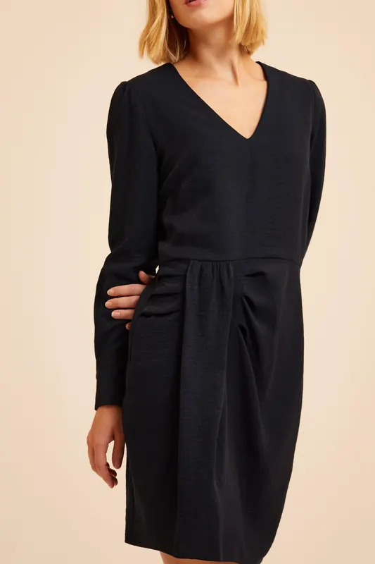 ICode Navy Dress With Draped-look Side Maat: 34 | Midi Jurken Outlet | Dames | Blauw