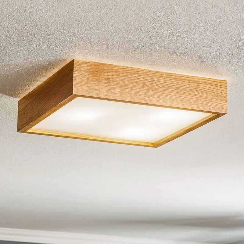 Lampa sufitowa Quatro DR z drewnianą ramą, 38,5cm