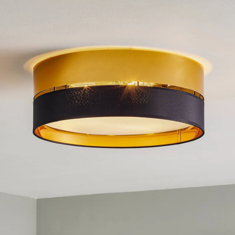 Lampa sufitowa Hilton, czarna/złota, Ø 45 cm