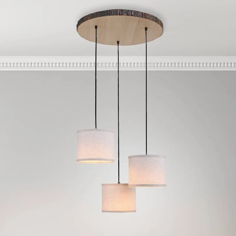 Lampa wisząca Bark, 3-punktowa, rondel