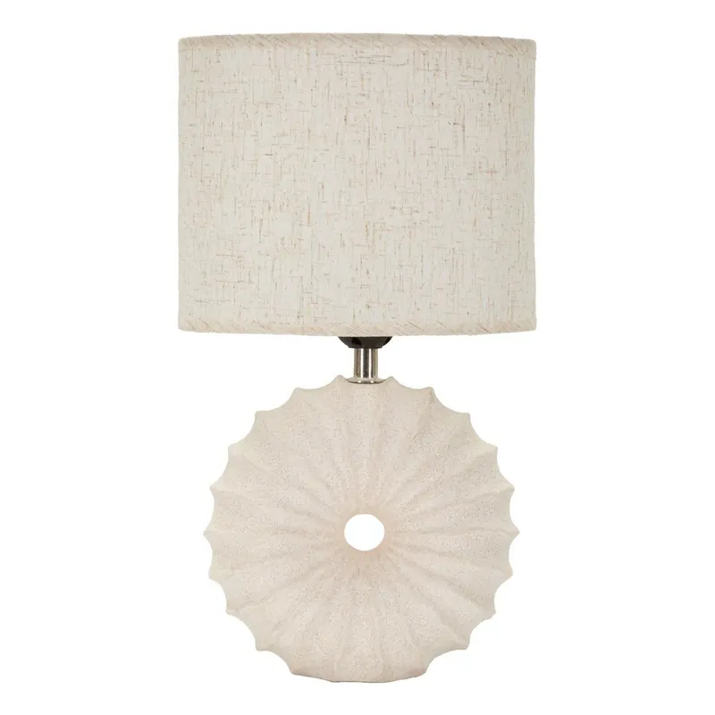 Kremowa lampa stołowa ceramiczna z tekstylnym kloszem (wysokość 40 cm) Anemone – Mauro Ferretti