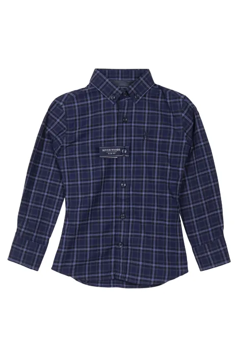 River Woods Slim Fit Princeton Shirt In Blue Maat: 4 | Overhemden Outlet | Unisex | Blauw