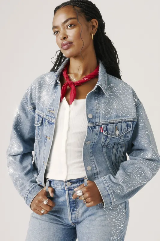 Levi's Shrunken 90s No Pleat Western Crystal Tr Maat: M | Spijkerjassen Outlet | Dames | Blauw