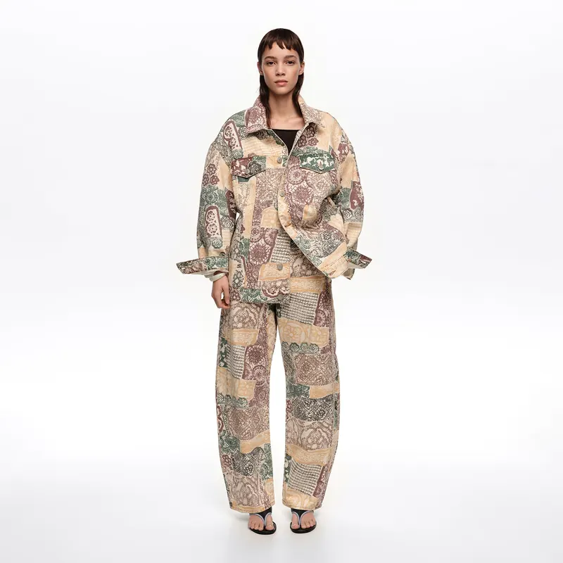 Kurtka oversize denim Lace kość słoniowa