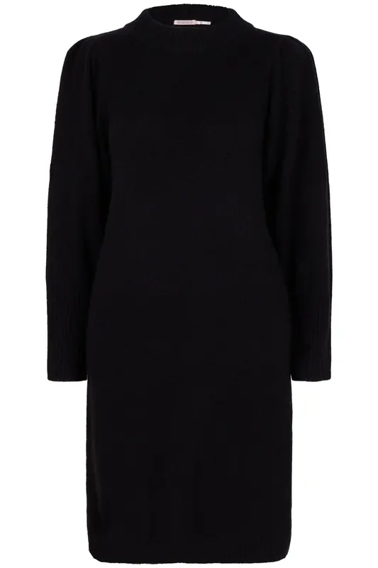 EsQualo Dress Puff Sleeve Black Maat: S | Midi Jurken Outlet | Dames | Zwart