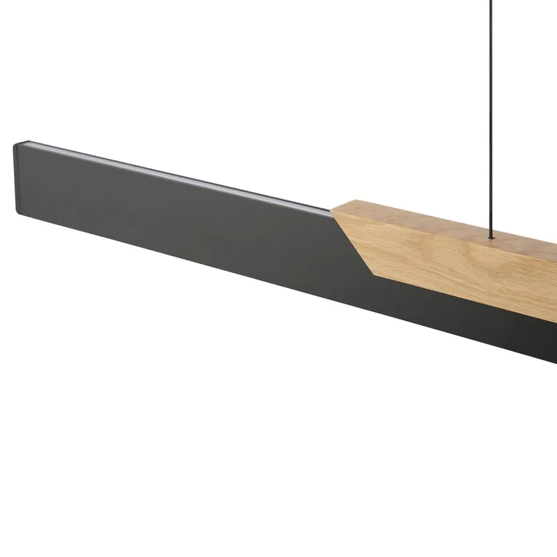 Żyrandol LED Arcus, czarny/brązowy długość 121 cm metal/drewno