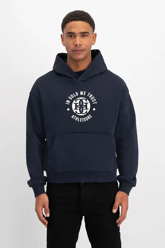 In Gold We Trust Unisex The Basket Navy Maat: L | Hoodies Outlet | Unisex | Blauw