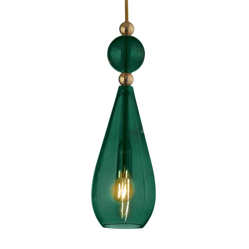 EBB & FLOW Smykke M Lampa wisząca złota bluszczowo-zielona