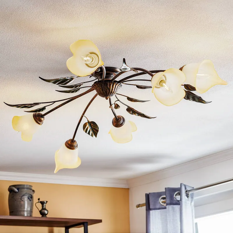 Lampa sufitowa Miranda 6-punktowa, owalna, brązowa