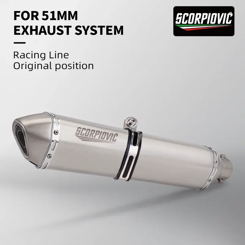 Uniwersalny tłumik wydechu motocyklowego ze stali nierdzewnej, kaliber 51 mm, długość 300/370/470/570 mm, modyfikowany wydech.