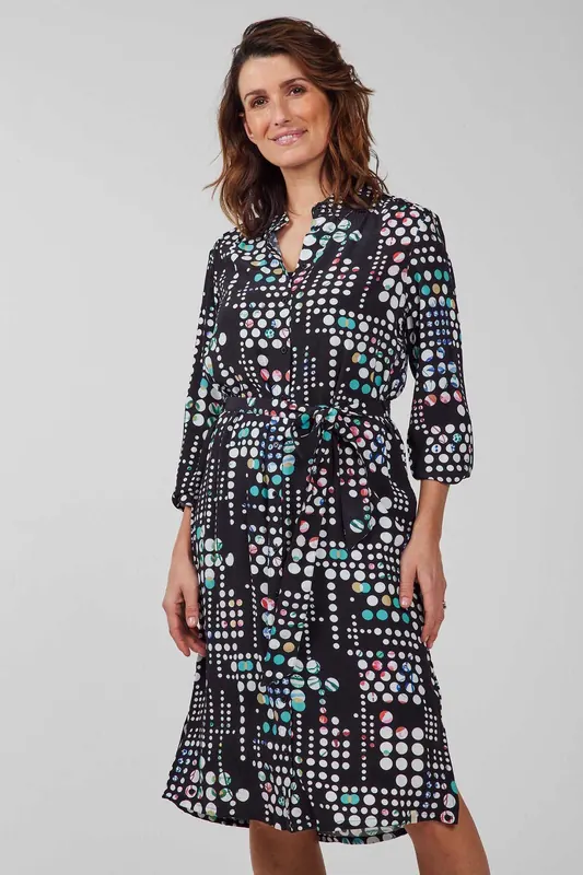 DIDI Longer Tunic Precious, 3/4 Sleeve Black With Secret Dot Prin Maat: 38 | Blousejurken Outlet | Dames | Zwart