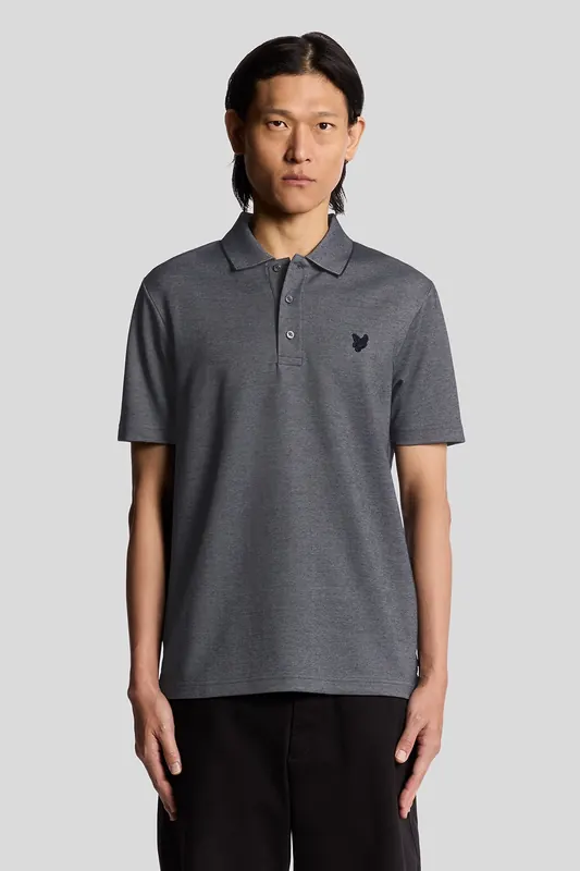 Lyle & Scott Pique Interlock Polo Shirt Chambray Blue Maat: XS | Poloshirts Outlet | Heren | Grijs
