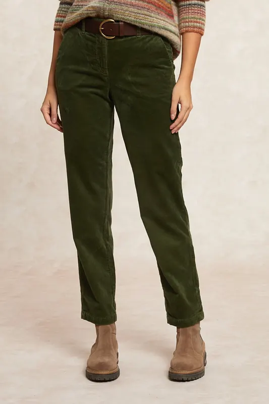 River Woods Comfort Corduroy 7/8 Pants Green Maat: 34 | Straight Broeken Outlet | Dames | Groen