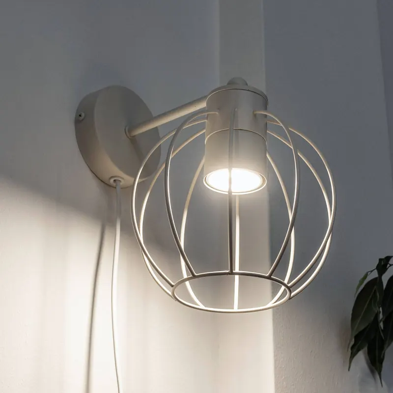 STARLIGHT lampa ścienna kremowo-biała 1-punktowa Ø 18 cm metalowa wtyczka