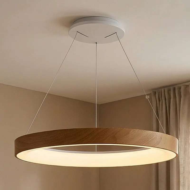 Inteligentny żyrandol LED Niseko II, Ø 50 cm, kolor drewna, CCT