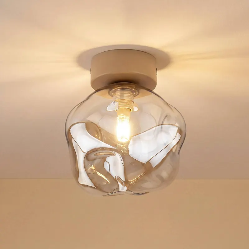 Lampa sufitowa Lava, kolor piaskowy/koniakowy, szkło, średnica 15 cm, G9