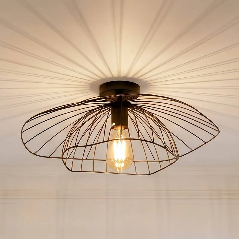 Lampa sufitowa Mantar, czarna, średnica 52 cm, metal, E27