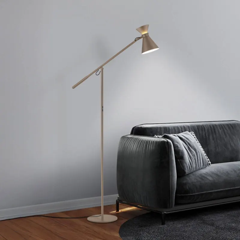 Lampa stojąca LED Helestra LUK, brązowa, ściemniany, regulowana wysokość