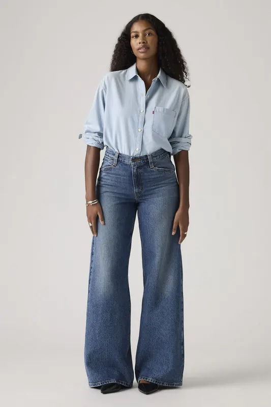 Levi's 94 Baggy Wide Leg Jeans Maat: W28L33 | Wijde Broeken Outlet | Dames | Blauw