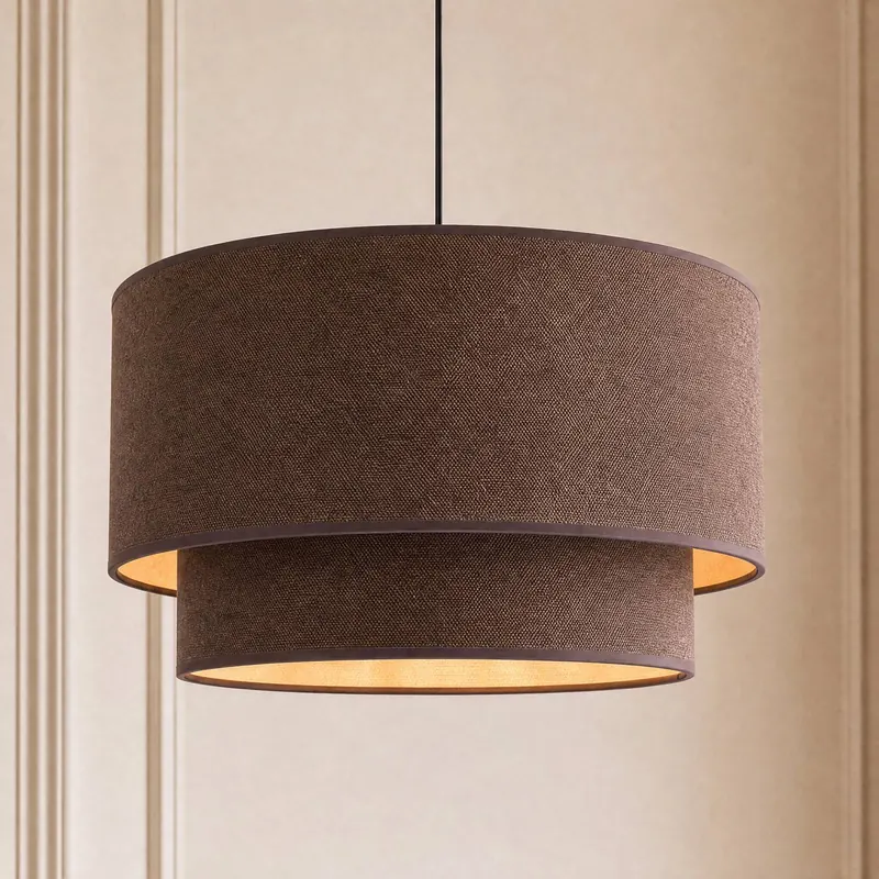 Lampa wisząca Boho, brązowo-złota, Ø 45 cm, tkanina, E27
