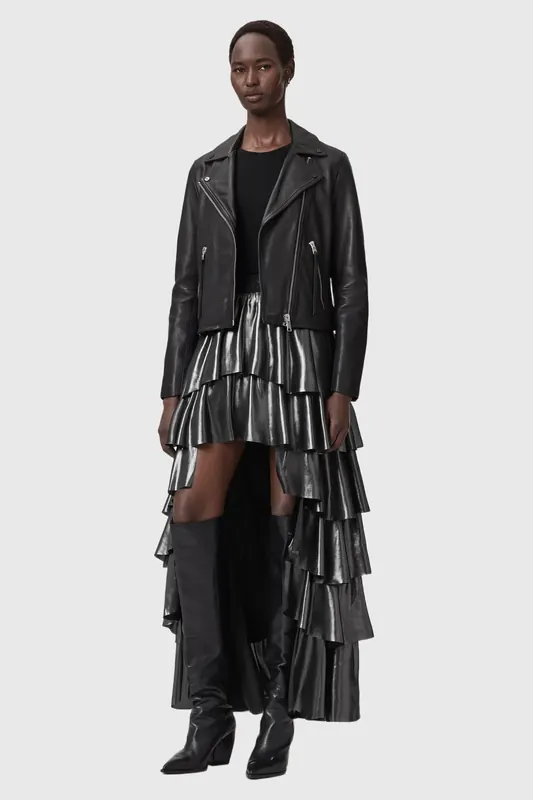 AllSaints Cavarly Maxi Skirt Metallic Silver Maat: 8 | Maxi Rokken Outlet | Dames | Zilver