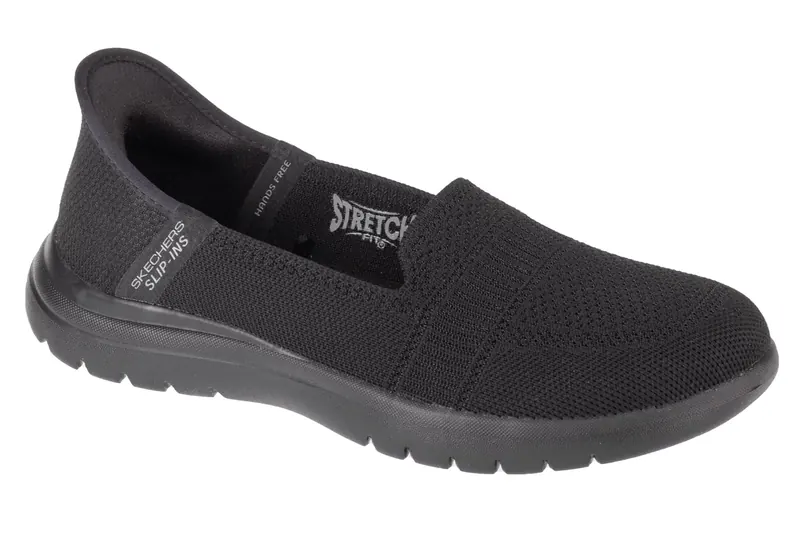 Skechers Slip-Ins On The Go Flex - Camellia 138181-BBK, Damskie, Czarne, półbuty, tkanina, rozmiar: 36