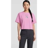 Karl Lagerfeld Paris Sketch Window Boxy Tee Opera Mauve Maat: S | Tops Outlet | Dames | Roze