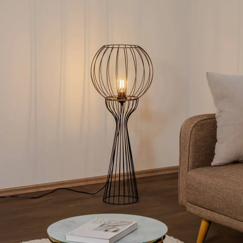 Lampa stojąca Mercure, czarna, metal/plastik, wysokość 93 cm