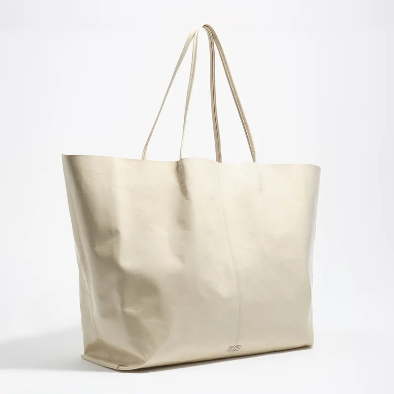 Torba shopper maxi skóra śmietankowa